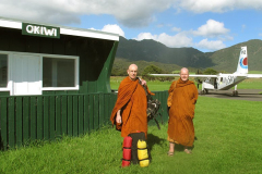 Arriving at Okiwi airstrip. The reception terminal had recently been painted green.