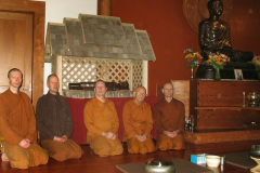 The sangha sits in front of the yet-to-be-installed Memorial Garden pavilion. This rupa is temporary with the final one yet to be sourced.
