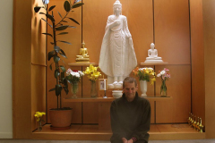 Newly elevated buddha rupas; no more hiding behind the flowers. Another Lindsay creation.