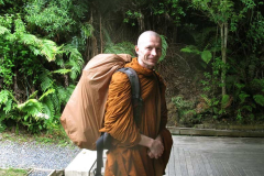 Venerable Kondanyo about to head of on tudong in the South Island.