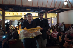 Lionel leads the Palmerston North carrying the forest cloth to be offered to the Sanga. Sadhu Sadhu Sadhu Anumodami.