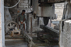 After the conference it was down to serious moonstone business. A big stone saw at the factory.