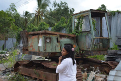 Roshini in the foreground of a wonderfully derelict crane. Equipment was generally pretty basic.
