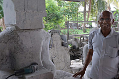 Mr. Attanayika ever present next to a buddha rupa in progress. Hand-held angle grinders seem to do most of the work.