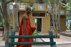 A night at Dhammachethiya Monastery Anuradhapura. One of the monks joins me for tea.