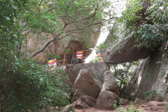 The cave (behind bushes. left) where Mahina stayed.