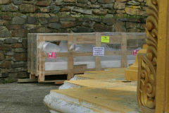 The Buddha rupa has arrived. It will wait quite some months before being installed in the pavilion.