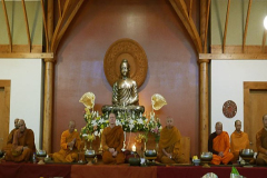 The Sangha gathered at Bodhinyanarama waiting for the laity to assemble.