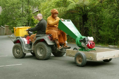 Delivering the new mulcher to its first monastery mission.