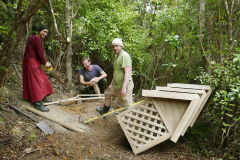 Sunyo Cristian and Daniel preparing the foundations for the memorial grove pavilion.