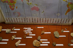 Rocks from around the world to be interred under the new stupa moonstone.