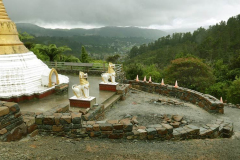 An overview of the forecourt with the surrounding stone work almost complete.
