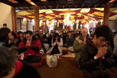 A joyful crowd gathered together - despite the need for jackets against the cold.