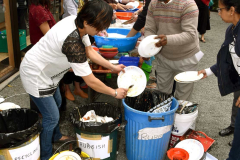 Many people stay behind to help with cleaning and washing. Sadhu.