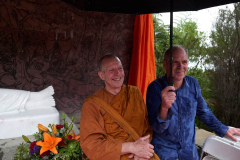 And - thats pretty much it. Ajahn Kusalo and Simon enjoy the quiet shelter of the pavilion.