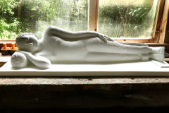 The reclining rupa which will be installed in the memorial grove pavillion.