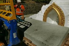 The reclining rupa base on its way to the west side. There is not much room to spare.