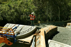 The moonstone slowly crawls up the hill. The entrance is very tight but we have done the maths and the machine will fit through.