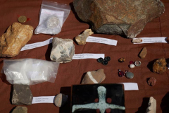 Some of the rocks and relics and special things ready to go in the box to go under the moonstone.