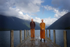 Sth. Is.: Venerables Thanavaro and Phasuko on the wharf at the head of Lake Rotoiti.