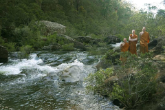 The river which forms the back boundary of Bodhisaddha monastery. The monks tour.