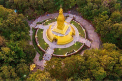 An aerial view of Luang Por Chahs stupa at Wat Pah Pong.