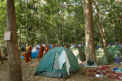 Several thousand people camped out in the monastery grounds.