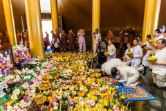 Making offerings and paying respects inside the stupa.