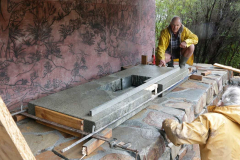 Simon and Gavin checking the alignment of the base slab.