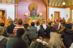 The sangha gathers at the beginning of our kathina season celebration.