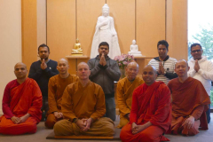Monks from Mahamevana temple in West Auckland with lay friends stay at Bodhinyanarama.