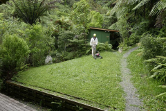 Paul keeping on top of the quickly growing lawn.