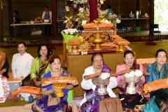 Kathina: the Kathina cloth (top-center) and ladies with robes sets to offer.