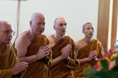 Stupa dedication: Ajahns Tiradhammo Kalyano Dhammasiha and Khemavaro join in the chanting.