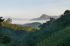 The view from a small pavilion where we received alms.