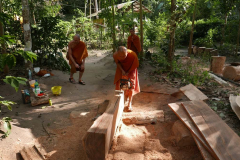 A relatively quick walk to the next monastery. A fallen tree being skillfully cut into planks.