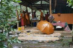 More rain. Bowl washing after the meal.