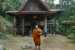 There were two pindapat routes at this monastery. My companion standing in front of the sala.