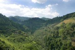 Our destination village (center). We camped about half way up the hill behind.