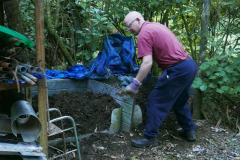 James at work on the compost bins. This is the final product; rich and loamy.