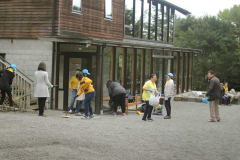Bee: The sala forecourt gets a jolly good clean up.