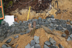 The stone wall at Ajahns kuti slowly takes shape.