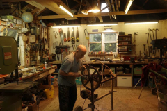 The old concrete mixer may have more repairs than mixer. The main barrel bearing has just been rebuilt.
