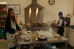 At 8:45 lunch preparation is well underway.