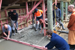 The vihara basement wall has been poured and the slab is well underway.