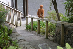 Monk on retreat - quietly waiting for breakfast.