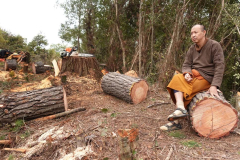 Ajahn Thitasippo enjoying the newly opened space at the monks kuti site.