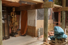 Ajahn Kusalos temporary office in the vihara basement.