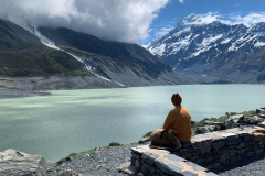 SI tudong: Ajahn Sudhiro takes in the breadth of melted snow.