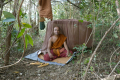 Ajahn Damita set up for the afternoons abiding. A very quiet and meditative spot.